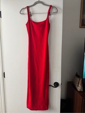 Bershka Red Scoop Neck Maxi Dress
